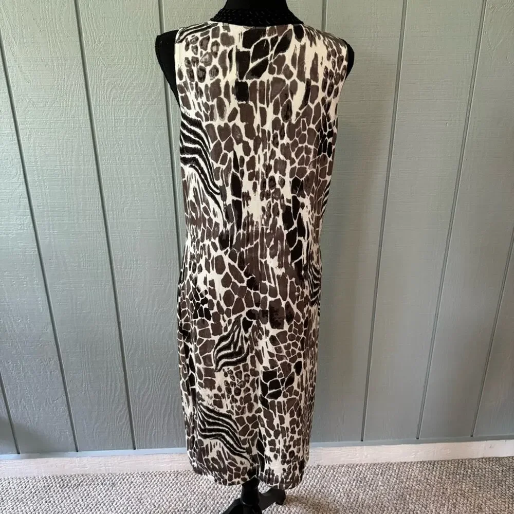 NWT Adrienne Vittadini Animal Print V Neck MIDI Dress ~ Medium